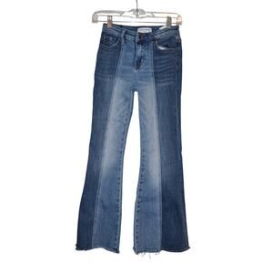 Flying Monkey Girls Two Tone Flare Rise Flare Stretch Raw Hem Jeans Size 12